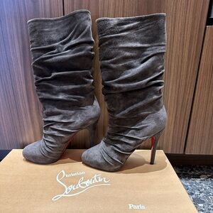 Christian Louboutin, charcoal suede boots. Size 38
